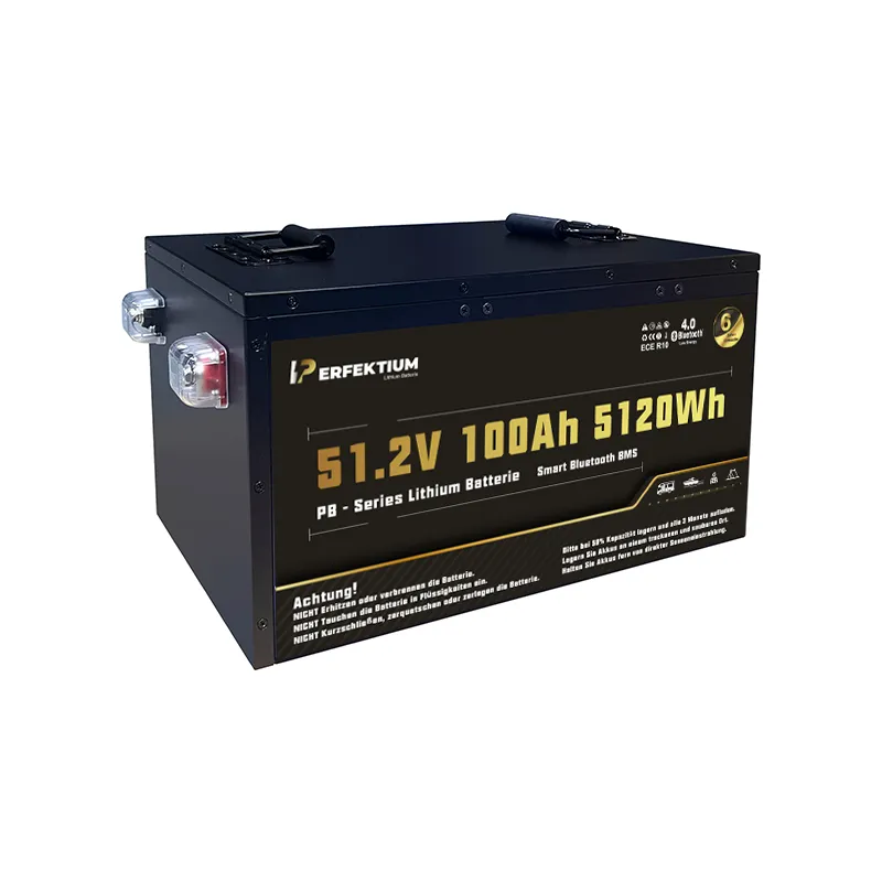 Perfektium PB-Serie LiFePO4-Lithiumbatterie 51,2 V 100 Ah, Smart-BMS mit Bluetooth und Heizung