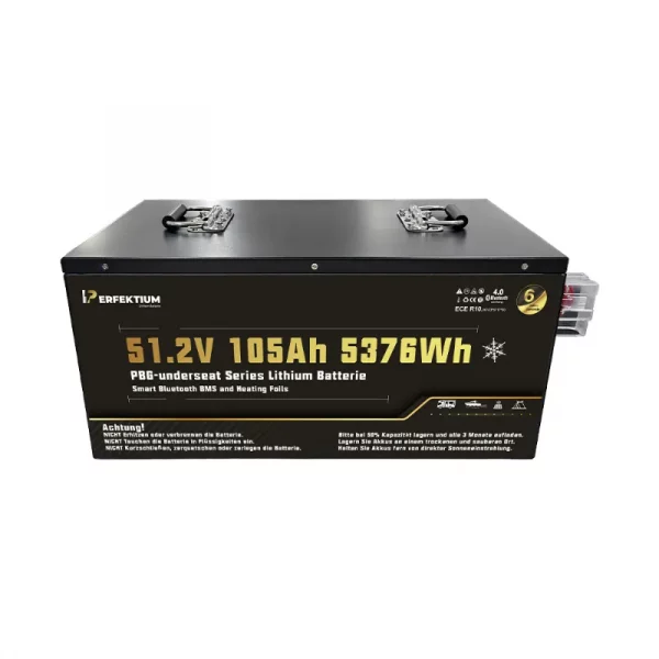Perfektium PBG SERIES Lithium Batterie LiFePO4 51.2V 105Ah Smart BMS mit Bluetooth Golfwagen Batterie mit Heizung