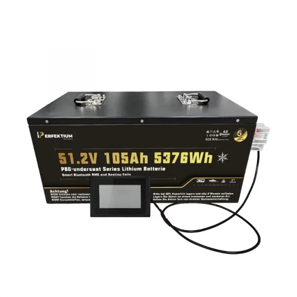 Perfektium PBG SERIES Lithium Batterie LiFePO4 51.2V 105Ah Smart BMS mit Bluetooth Golfwagen Batterie mit Heizung