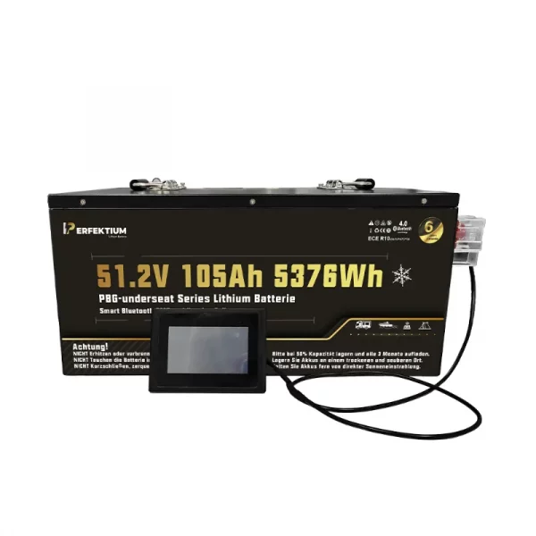 Perfektium PBG SERIES Lithium Batterie LiFePO4 51.2V 105Ah Smart BMS mit Bluetooth Golfwagen Batterie mit Heizung
