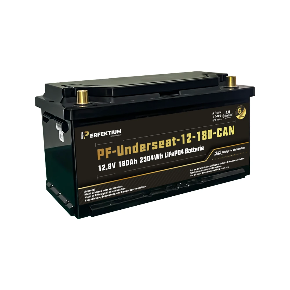Perfektium PF-Serie LiFePO4-Lithiumbatterie 12,8 V 180 Ah, CAN-Smart-BMS mit Bluetooth, Wohnmobil-Untersitzbatterie