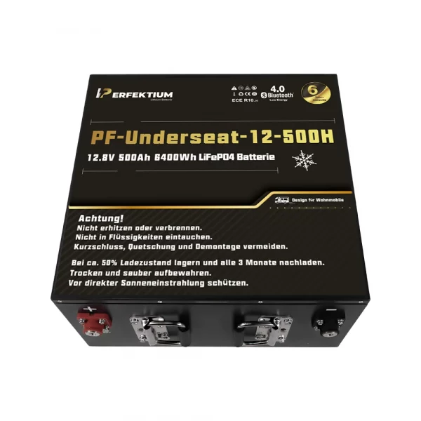 Perfektium PF SERIES Lithium Batterie LiFePO4 12.8V 500Ah Smart BMS mit Bluetooth Wohnmobil Untersitzbatterie mit Heizung-4