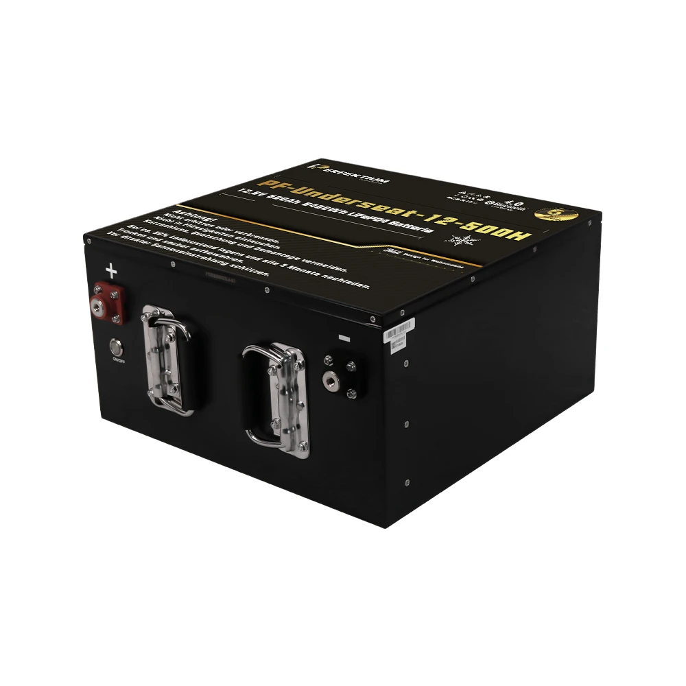 Perfektium PF-Serie LiFePO4-Lithiumbatterie 12,8 V 500 Ah, Smart-BMS mit Bluetooth, Wohnmobil-Untersitzbatterie mit Heizung