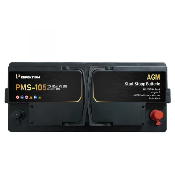 Perfektium PMS-Serie AGM Start-Stopp-Batterie 12 V 105Ah, entwickelt für moderne Fahrzeuge mit hoher Zyklenlebensdauer und wartungsfreiem Betrieb-2