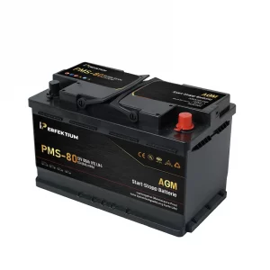 Perfektium PMS-Serie AGM Start-Stopp-Batterie 12 V 80Ah, entwickelt für moderne Fahrzeuge mit hoher Zyklenlebensdauer und wartungsfreiem Betrieb
