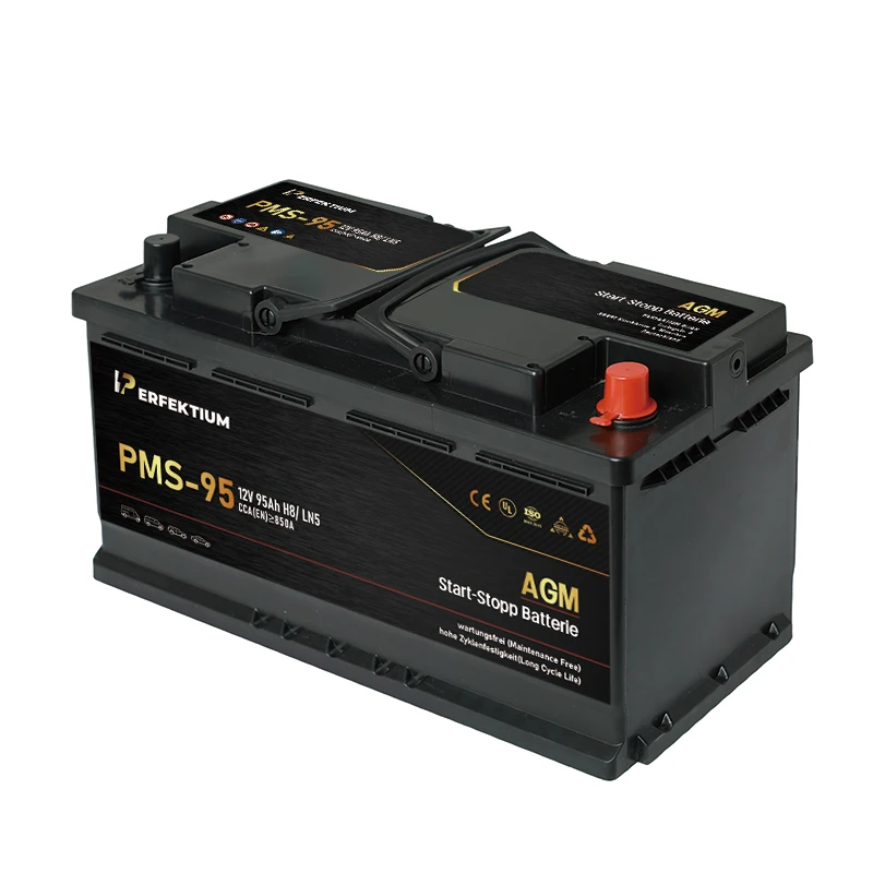 Perfektium PMS-Serie AGM Start-Stopp-Batterie 12 V 95Ah, entwickelt für moderne Fahrzeuge mit hoher Zyklenlebensdauer und wartungsfreiem Betrieb